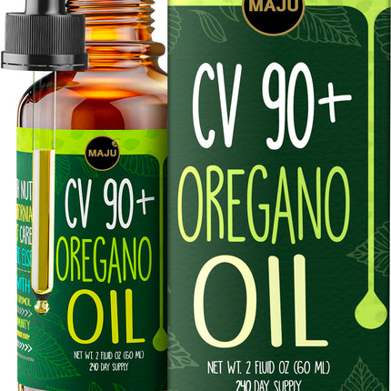 MAJU Oregano Oil Drops - Potent 90%+ Carvacrol (2 fl Oz) Wild Mediterranean Essential Oil of Oregano Liquid, Aceite de Oregano, Immune and Seasonal Support