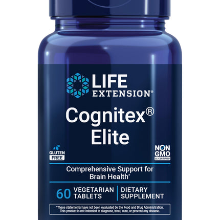 Life Extension Cognitex® Elite, sage, Blueberry, ashwagandha, phosphatidylserine, vinpocetine, Attention, Focus, Mood & Memory, Gluten-Free, Non-GMO, Vegetarian, 60 Tablets
