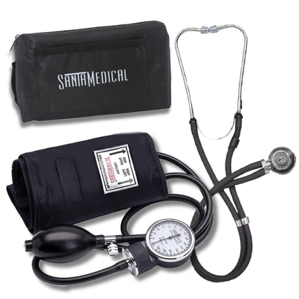 Santamedical Aneroid Sphygmomanometer - Bp Cuff with Stethoscope - Black