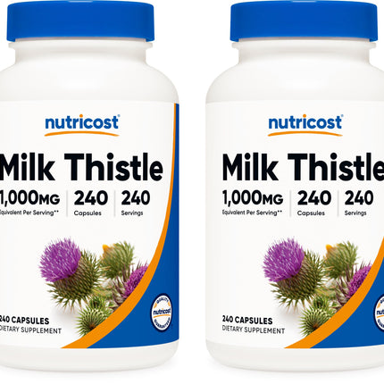 Nutricost Milk Thistle Extract 240 Capsules for 240 Servings Per Bottle (2 Pack) - Vegan, Non-GMO and Gluten Free