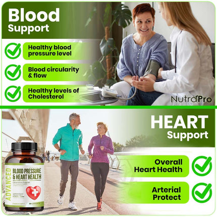 Heart Health Blood Pressure Support Supplement - Support Blood Pressure & Healthy Circularity Naturally with Hawthorn Berry & Hibiscus.Vitamins Pills for Healthy Hypertension (BP) & Healthy Heart.