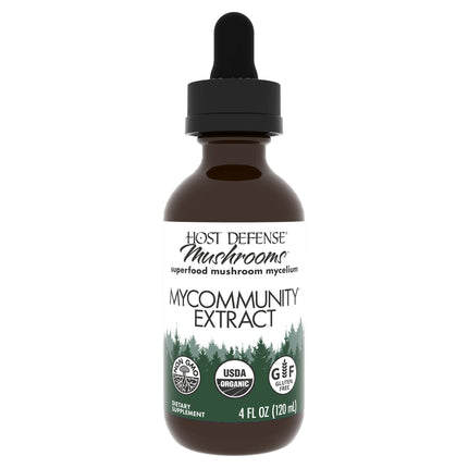 Host Defense MyCommunity Extract - 17 Species Blend Mushroom Supplement for Immune Support - Extract with Lion's Mane, Reishi. Chaga, Cordyceps, Turkey Tail & More - 4 fl oz (120 Servings)