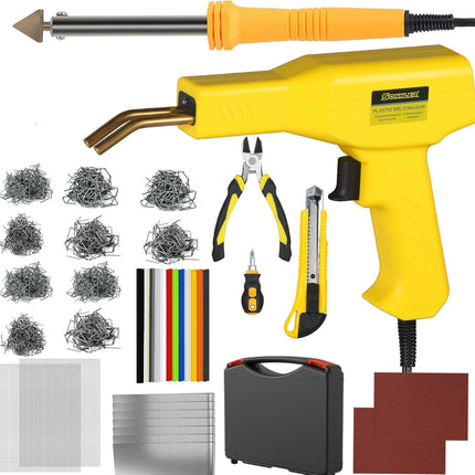 Plastic Welder, 2 in 1 Plastic Welding Kit, SONNLER 1000PCS Hot Stapler Plastic Repair Kit For Car Bumper Crack Repair with Iron, Rods, Metal Mesh, Abrasive Paper, Aluminum Tape