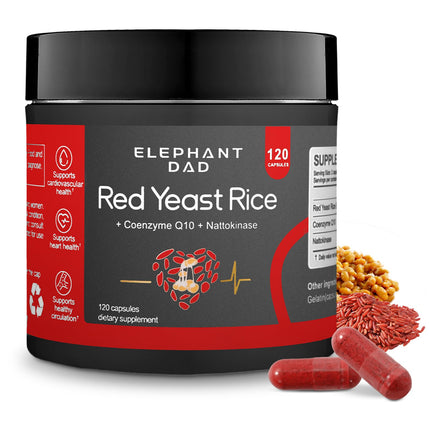 Red Yeast Rice 1000mg with Nattokinase & CoQ10 – Extra Strength Natto Extract Supplement, Citrinin-Free, Cholesterol & Heart Health Support Formula for Men & Women, Circulatory Health – 120 Capsules