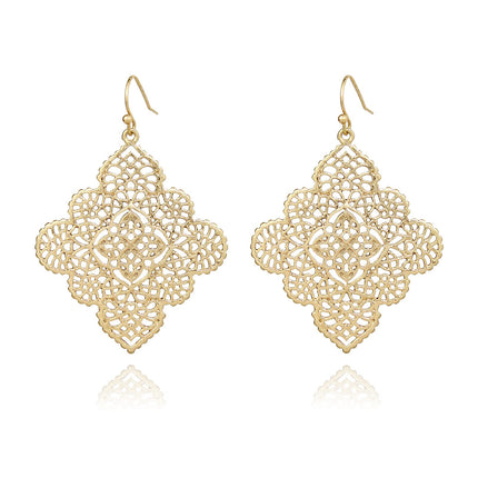 POMINA Floral Celtic Filigree Gold Tone Dangle Drop Earring Boho Fashion Geometirc Filigree Earrings for Women