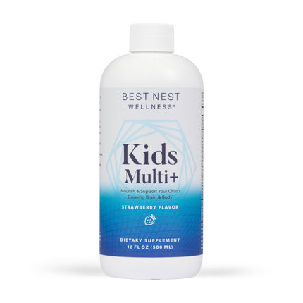 Best Nest Liquid Multivitamins for Kids, Methylfolate, Methylated Vitamins, Whole Food Blend Vitamin, Vegan, Gluten Free, Non-GMO, Strawberry Flavor, 16 oz