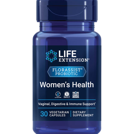 Life Extension FLORASSIST® Probiotic Women's Health, Vaginal Health, Digestive Health, Immune Health, Gluten-Free, Non-GMO, Vegetarian, Once-Daily Formula, 30 Capsules
