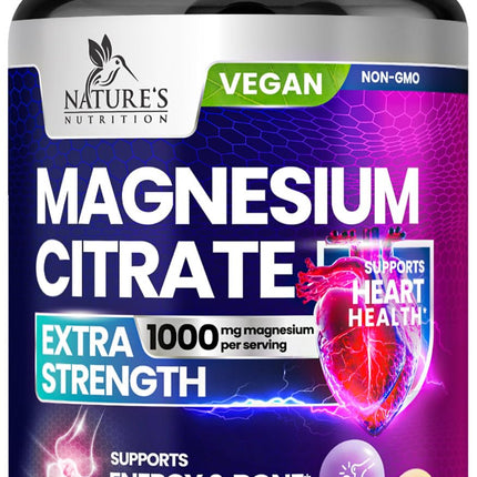 Magnesium Citrate 1000mg Per Serving - 3X Strength Magnesium Supplement for Bone, Muscle, Heart, Natural Sleep Support for Men & Women, Vegan Mag Mineral Pills, Non-GMO, Bottled in USA - 240 Capsules