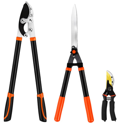 EWPJDK 3-Piece Loppers Hedge Shears Pruners Heavy Duty Combo Clippers