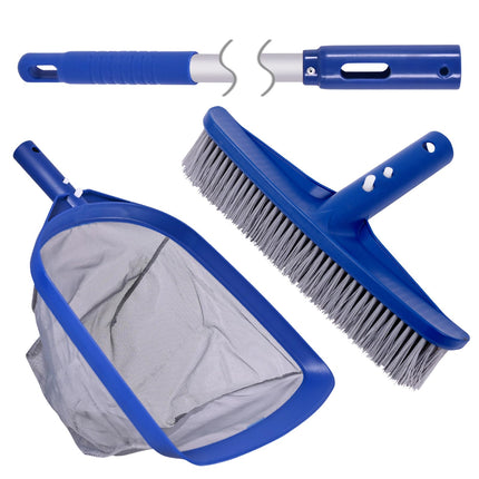 POOLAZA Pool Skimmer Net & Pool Brush Head with 50'' Aluminum Pool Pole