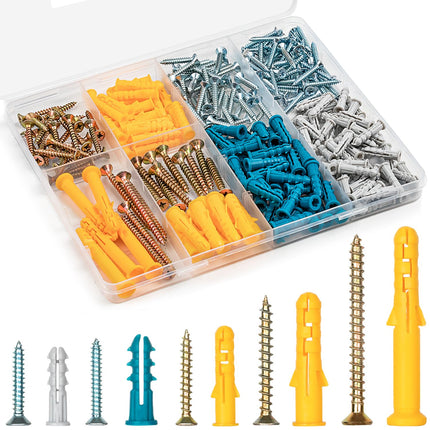 KURUI Drywall Anchors and Screws Assortment Kit, 270Pcs Dry Wall Anchors