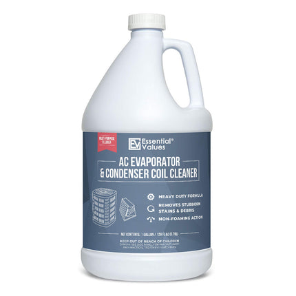 Essential Values Coil Cleaner for AC Unit (Gallon) | AC Coil Cleaner That is Non Foam Formula for Condenser Coils - Heavy Duty Professional Grade & For Commercial & Residential Air Conditioner