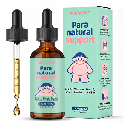 AURACORT Parasite Cleanse for Humans & Kids, Liquid Drops with Wormwood, Black Walnut, Clove, Zeolite, Organic Chlorella, Oregano & Probiotics Alcohol-Free, 2 Fl Oz (30 Servings)