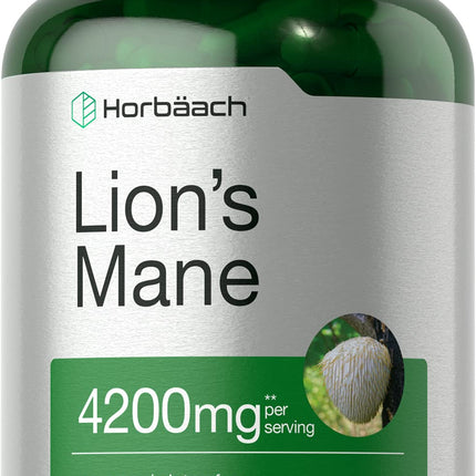 Horbäach Lions Mane Mushroom Extract | 120 Capsules | Vegetarian, Non-GMO, Gluten Free Supplement