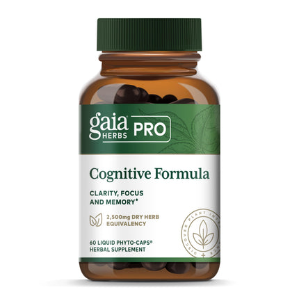 GAIA HERBS PRO Cognitive Formula - Brain Health & Blood Flow Support Supplement* - Circulation Support Supplement* with Fo-TI Root, Ginkgo Leaf, & Gotu Kola Leaf - 60 Liquid Phyto-Caps (30 Servings)