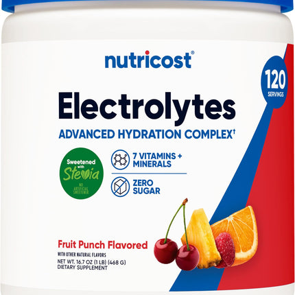 Nutricost Electrolyte Complex Powder (120 Servings, Fruit Punch) - Hydration Supplement Drink Mix with Vitamins and Minerals