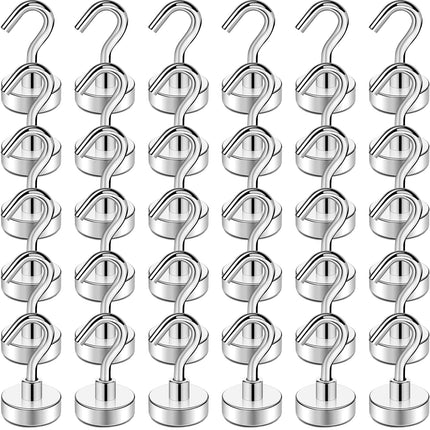 TRYMAG Magnetic Hooks for Cruise Cabins, 30LBS+, 36 Pack, Silver