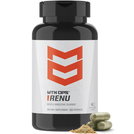 MTN OPS Renu for Gentle Digestive Cleanse, Psyllium Husk Powder for Digestive Health & Metabolism Booster, 60 Capsules, 30 Servings