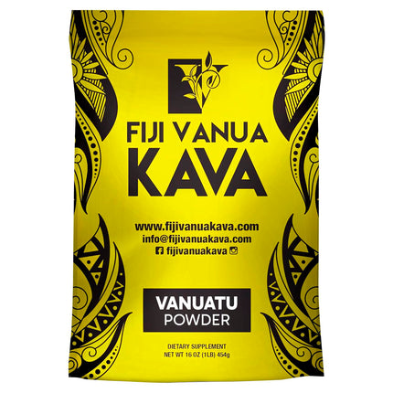 Fiji Vanua Kava Vanuatu Powder, Kava Root Powder Made from Pure Noble Kava with Sun-Dried Lateral Roots, Premium with Kavalactones, Easy to Prepare Medium Grind Kava, 16 oz, 1 Pound