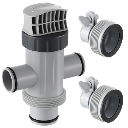 Saillong Dual Split Hose Plunger Valve Pool Part & 2 Hose Conversion Adapter B Kit Compatible with Intex Pool, Shut Off Valve with 1.25" to 1.5" Hose Adapter for Above Ground Pool and Pool Pump
