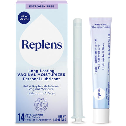 Replens Long-Lasting Vaginal Moisturizer, Relieves Vaginal Dryness for Up to 3 Days, Fragrance Free, 14 Applications