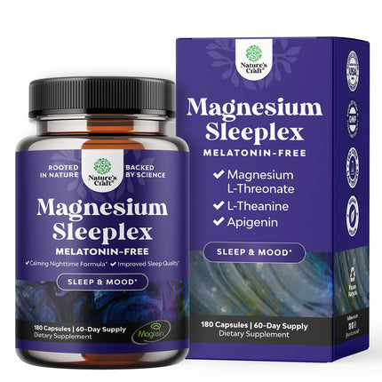 High Absorption Magnesium Sleep Supplement - Rest Support Magtein Magnesium L-Threonate and Apigenin Theanine for Sleep and Rest for Women & Men - Mg L-Threonate Melatonin Free Sleeping Aid - 180 Ct