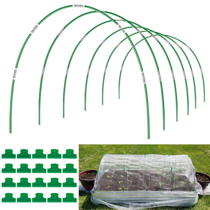Garden Hoops Grow Tunnel, 6 Sets 8ft Rust-Proof Fiberglass Frame, 36pcs