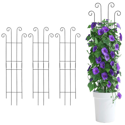 DYBEEDUAL 4 Pack 32 Inch Plant Trellis Outdoor Metal Trellis for Climbing Plants Indoor Garden Trellis for Climbing Plants Outdoor Wave Shape Metal Garden Trellis Houseplants Flowers Vine Ivy