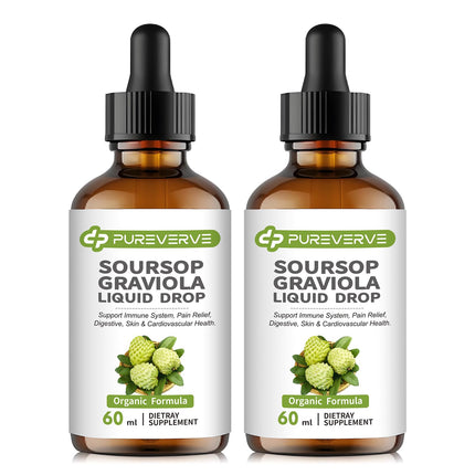 Soursop Graviola Liquid Drop for Cell Support & Regeneration, Immune System and Gut Health Support, Soursop Bitters Liquid, Herbal Goodness, Sugar/Gluten Free, Natural Flavor, 4 Fl Oz, 2 Pack