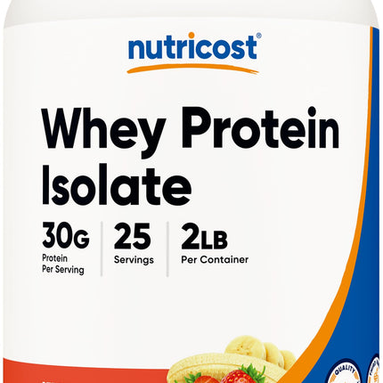 Nutricost Whey Protein Isolate (2 LB) Strawberry Banana Flavored - GMO-Free, Gluten-Free