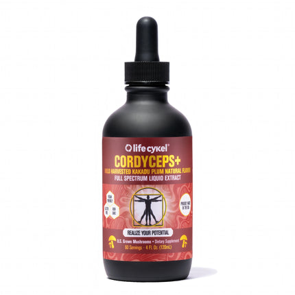 Life Cykel Cordyceps Mushroom Extract with Kakadu Plum - Energy, Stamina & Vitality Support, Natural Aging Supplement - Non-GMO and Vegan Tincture - 4Fl Oz