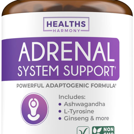 Adrenal Support & Cortisol Manager (Non-GMO) Powerful Adrenal Health with L-Tyrosine & Ashwagandha - Maintain Balanced Cortisol Levels & Stress Relief - Fatigue Supplement - 120 Capsules