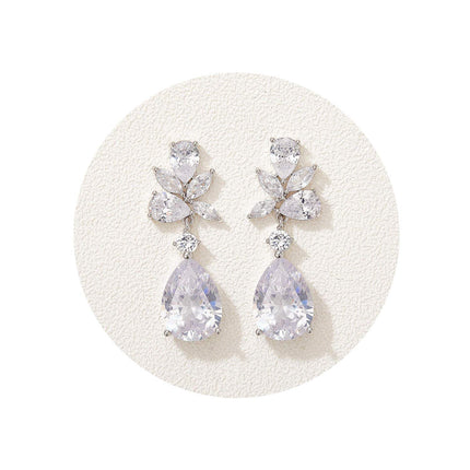SWEETV Cubic Zirconia Wedding Earrings for Brides Bridesmaids