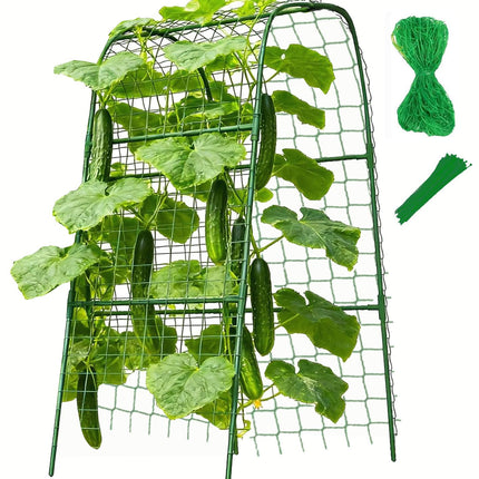 Cucumber Trellis for Plant Climbing- Cucumebr Arch Trelli for Flower Vine Vegetable Tomato Cage Raised Bed- Foldable Garden Tunnel Trellis (47x15.7in)