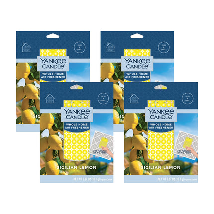 Yankee Candle Whole Home Air Freshener, Long Lasting Odor Eliminating Fragrance for Home, Continuous Room Freshener, Sicilian Lemon (Pack of 4)