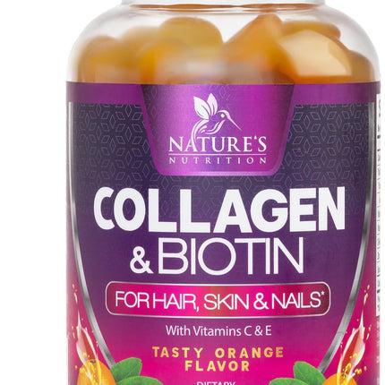 Collagen Gummies - 2500mcg Biotin Per Serving - Complete Collagen Supplement with Hydrolyzed Peptides Type I & III, Biotin, Zinc, & Vitamin C - Hair, Skin, & Nail Support Women & Men - 120 Gummies