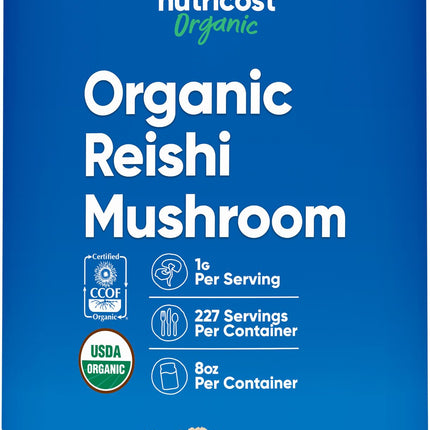 Nutricost Organic Reishi Mushroom Powder 0.5LB (8oz) - USDA Certified 100% Organic, Vegetarian, Non-GMO, Gluten Free