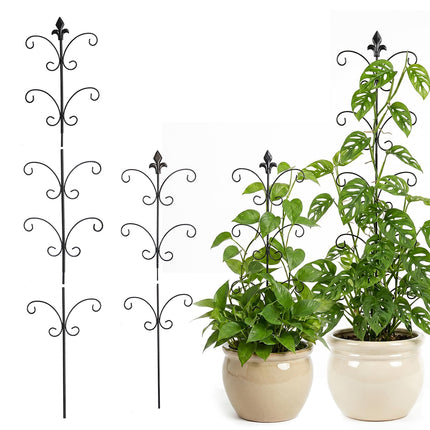 Metal Monstera Plant Support 2-Pack, Adjustable Height Steel Plant Trellis for Pothos, Vining & Climbing Potted Plants, Indoor & Outdoor, Sturdy Rotatable Plant Stakes with Rounded Ends, 31" & 46"