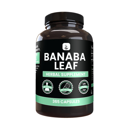 PURE ORIGINAL INGREDIENTS Banaba Leaf Extract (365 Capsules) No Magnesium Or Rice Fillers, Always Pure, Lab Verified