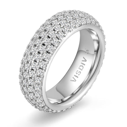 VISDIV 925 Sterling Silver Wedding Rings for Women Promise Engagement Non Tarnish Bands Rings CZ Cubic Zirconia Chunky Eternity Statement Wide Rings for Her