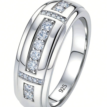 Heinlov Moissanite Mens Wedding Band 925 Sterling Silver D Color VVS1 Sz 11