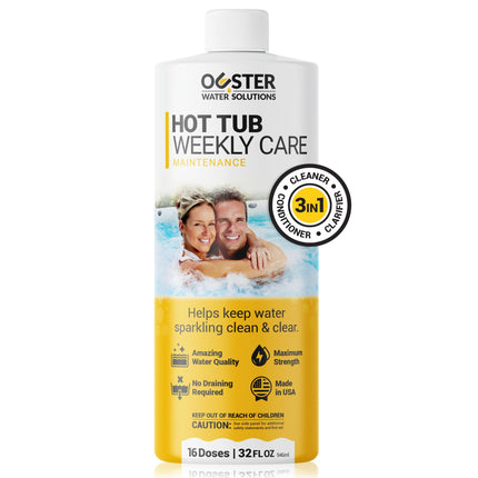 Bio Ouster 3-in-1 Weekly Hot Tub Chemicals & Spa Chemicals - Cleaner Clarifier Conditioner for Inflatable & Acrylic Spas - Chlorine Bromine Saltwater - No Draining, Made in USA, 32oz Bottle (16 Week)