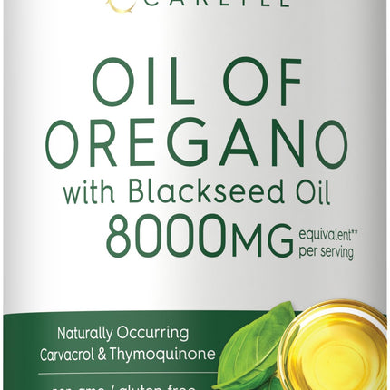 Carlyle Oil of Oregano with Black Seed Oil | 300 Softgel Capsules | Naturally Occurring Carvacrol & Thymoquinone Pills | Non-GMO, Gluten Free Supplement