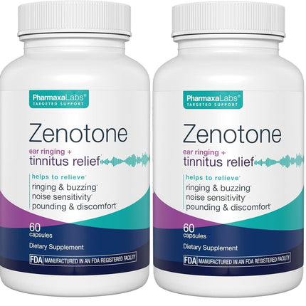Zenotone Tinnitus Relief Supplement - Auditory & Ear Health Support - Promotes Clear Sound - Aids in Reducing Ringing - Juniper & Hawthorn, Garlic, Hibiscus, Vitamin C & B - 60 Capsules (Pack of 2)