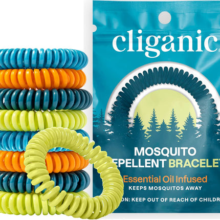Cliganic 25 Pack Mosquito Repellent Bracelets for Adults & Kids - Natural DEET-Free Bands, Individually Wrapped