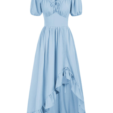 Scarlet Darkness Renaissance Dress Women Plus Size Pirate Costume Peasant Dresses 2024 Summer Light Blue 2XL