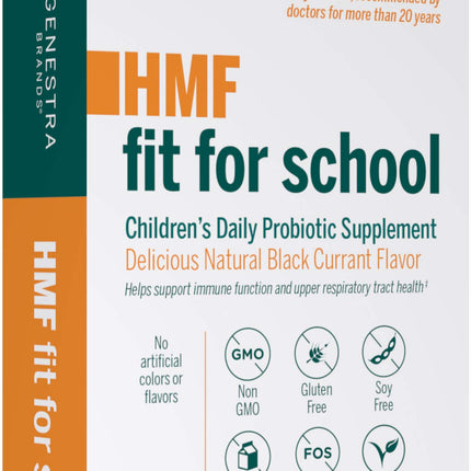 Genestra Brands HMF Fit for School | Children's Immune Support Formula | 30 Chewable Tablets | Natural Blackcurrant Flavor