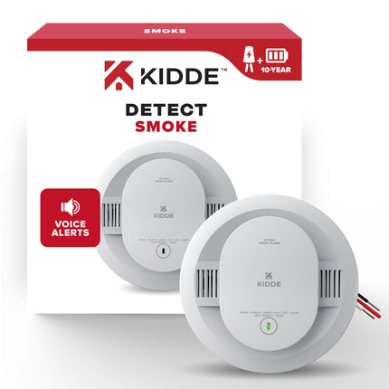Kidde Smoke Detector, Hardwired with 10-Year Battery Backup, Voice Alerts, Interconnectable, LED Status Lights, 85 dB Alarm, 5-inches, 20SA10-V, 1 Pack