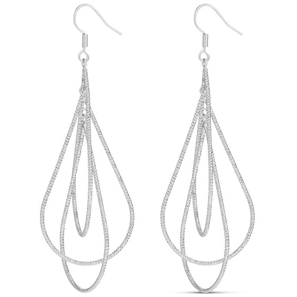 Milla Silver Dangle Earrings for Women, Sparkling Triple Teardrop