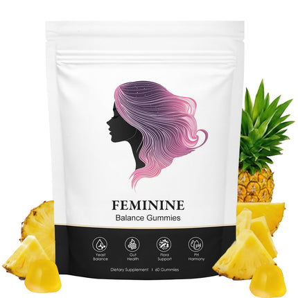 KXVUDE Feminine Balance Gummies, Premium Feminine Balance Gummies, Vegan Hawaiian Pineapple, Vaginal Health Support, Gluten-Free, 60 Gummies (1)